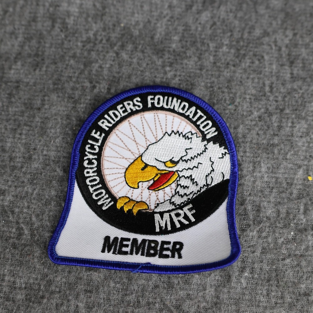 Motorcycle Riders Foundation MRF Member Eagle Embroidered Patch Blue White Biker